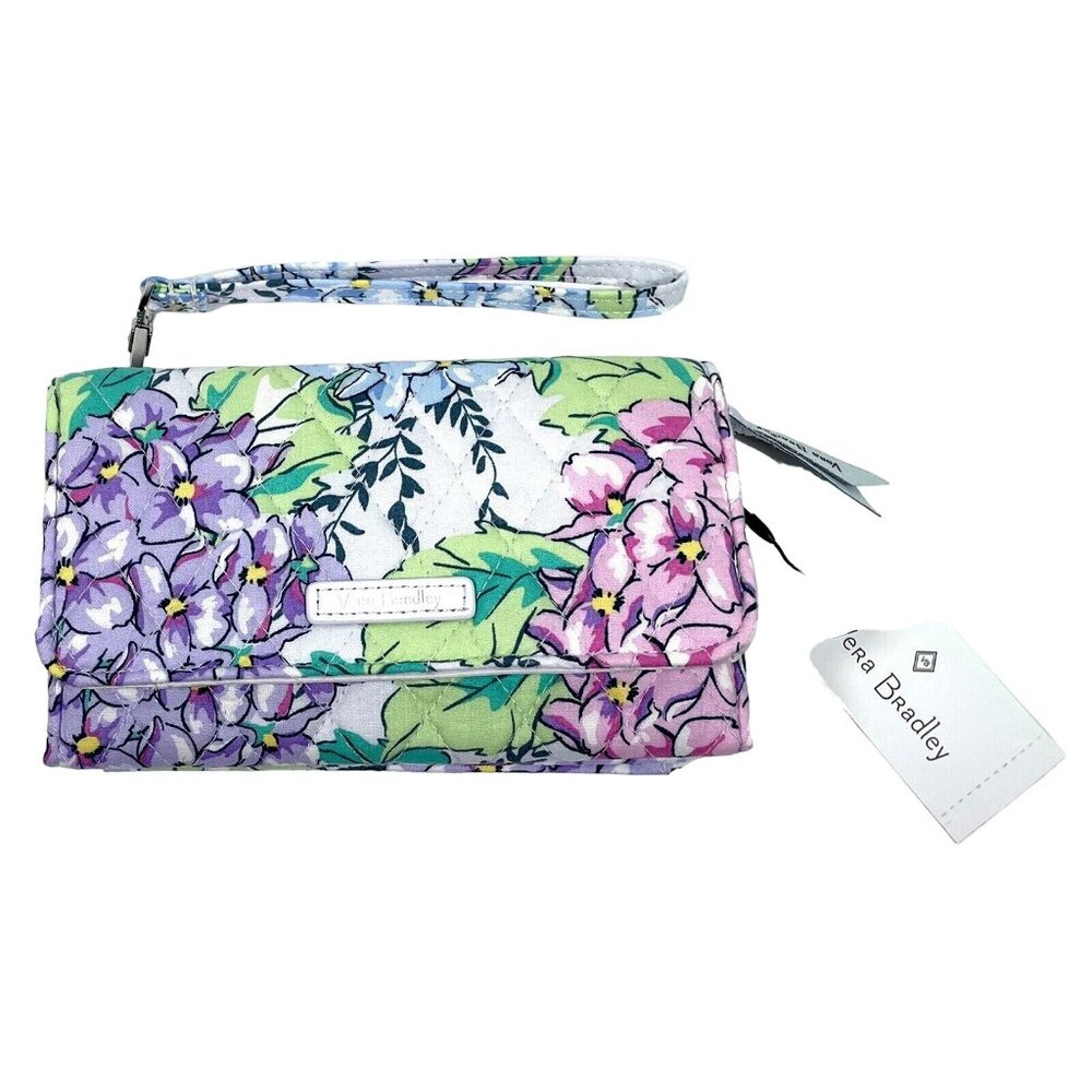 Vera Bradley RFID Smartphone HAPPY HYDRANGEAS Wristlet Purse Wallet NEW